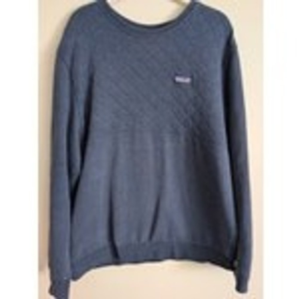Patagonia Mens Organic Cotton Quilt Crewneck Sweatshirt Navy Blue Large Flaws